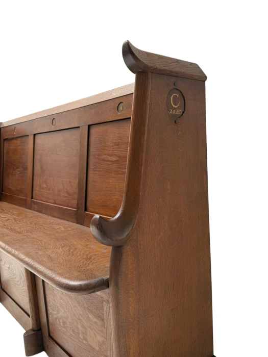 Willem Penaat Art Deco Three-Seat Bench, Solid Oak, 1920s
